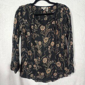 Women's Peasant Boho Fairycore US8 UK12* Cotton Fat Face Paisley Long Sleeve Tie